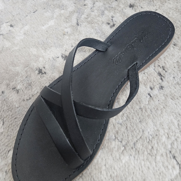New MADEWELL Black Slide Leather Sandal - Picture 2 of 10